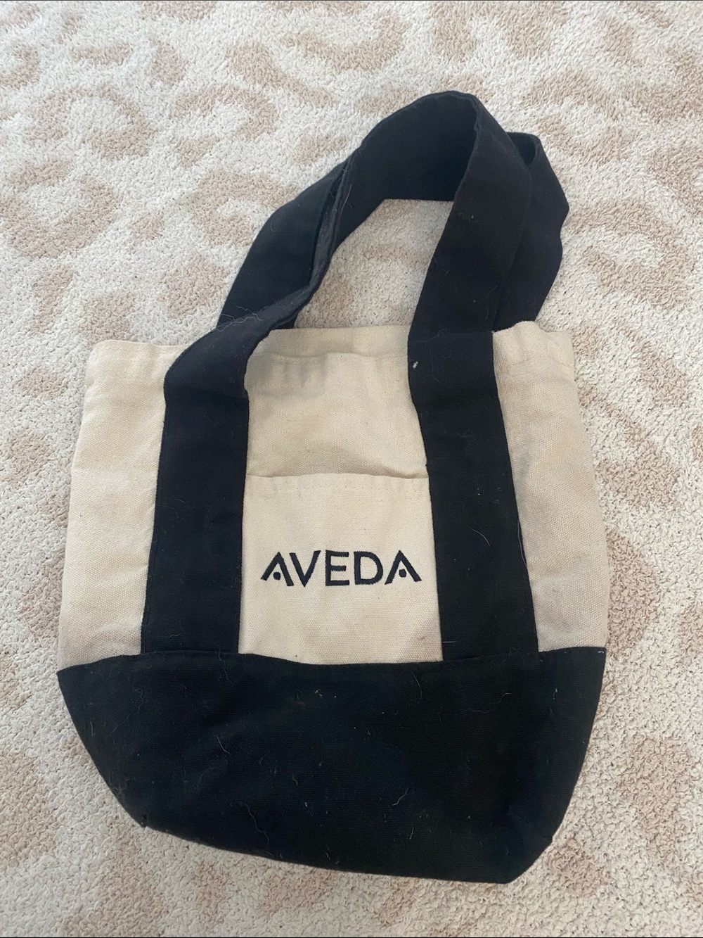AVEDA Black and Cream Canvas Tote